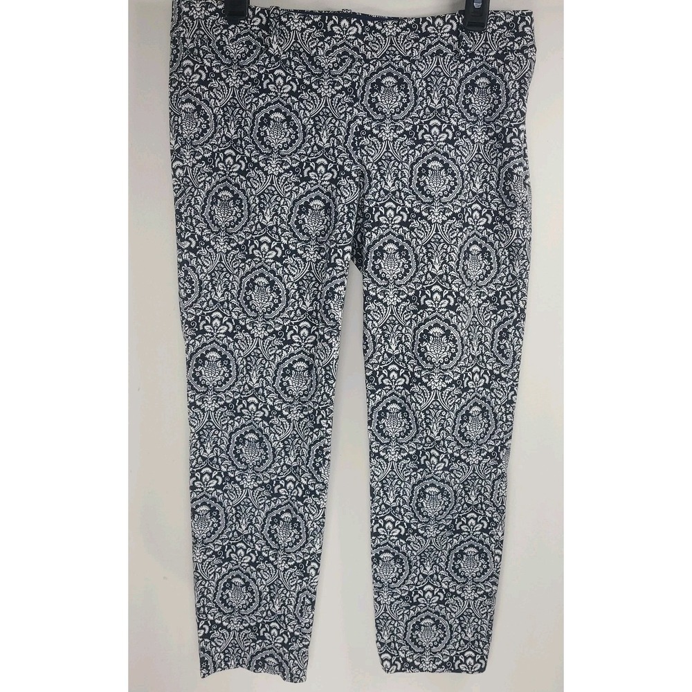 J. Crew Patterned Stretch Cotton Leggings Cropped Black White Size 6 |  Euc